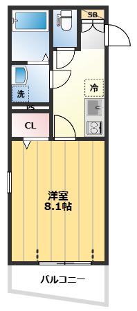 RESPACIA(1K/2階)の間取り写真