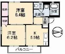 ピュアチェーレC棟(2K/1階)の間取り写真