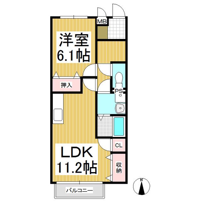 HOPE HILL新田(1LDK/1階)の間取り写真