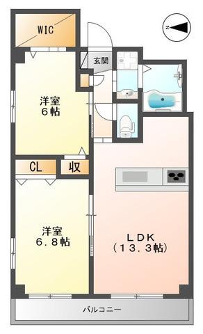 LE CIEL BLEU(2LDK/3階)の間取り写真