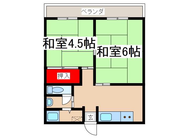 伊藤ビル(2DK/4階)の間取り写真