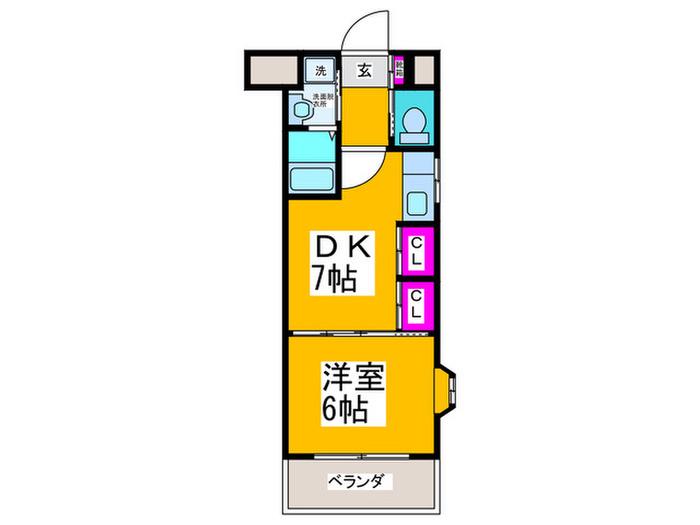ROYAL ISHIZU(1DK/2階)の間取り写真