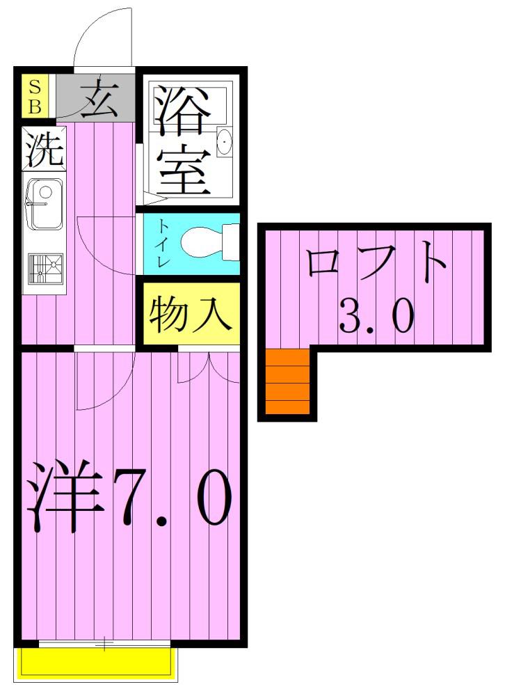 カセミア八潮(1K/2階)の間取り写真