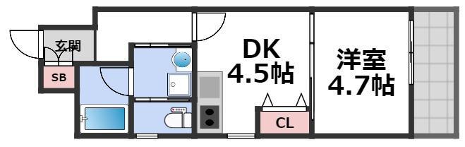 ネクストステージ関目(1DK/6階)の間取り写真