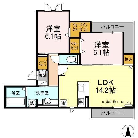 コンフォール則武(2LDK/1階)の間取り写真