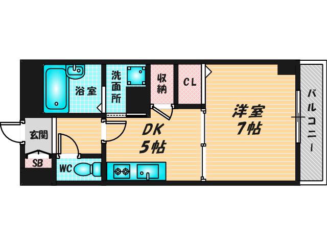 メルシー2000(1DK/7階)の間取り写真