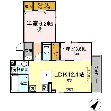 フィオーレ府中本町(2LDK/3階)の間取り写真