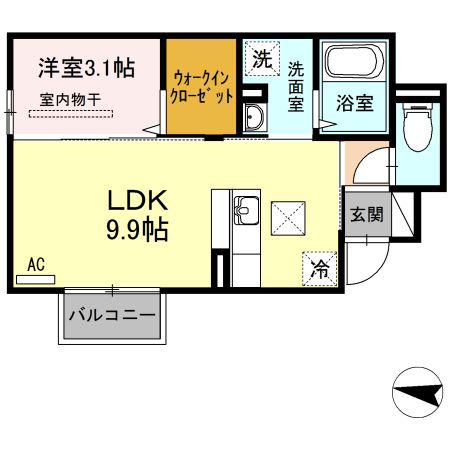 YS STORIAM A(1LDK/1階)の間取り写真