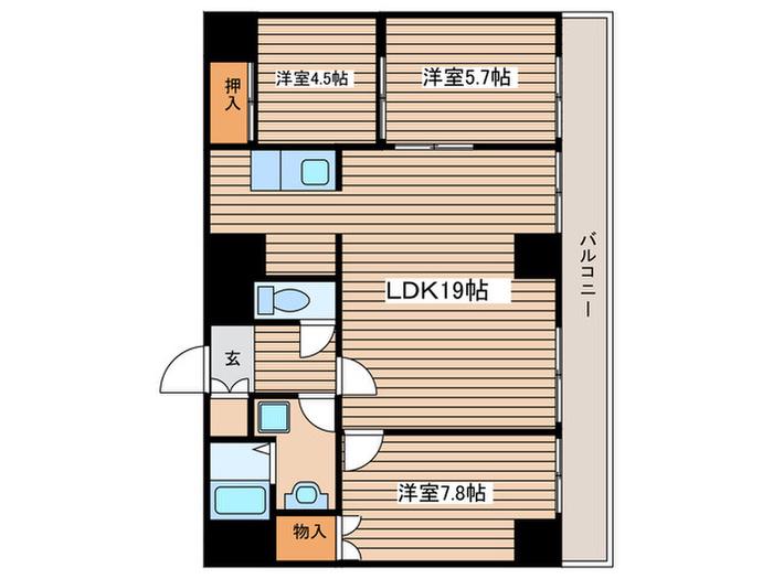 ESSE栄(3LDK/3階)の間取り写真