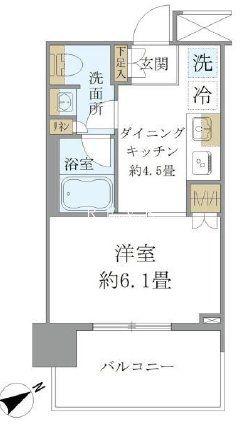 ブリリアタワー浜離宮(1DK/11階)の間取り写真