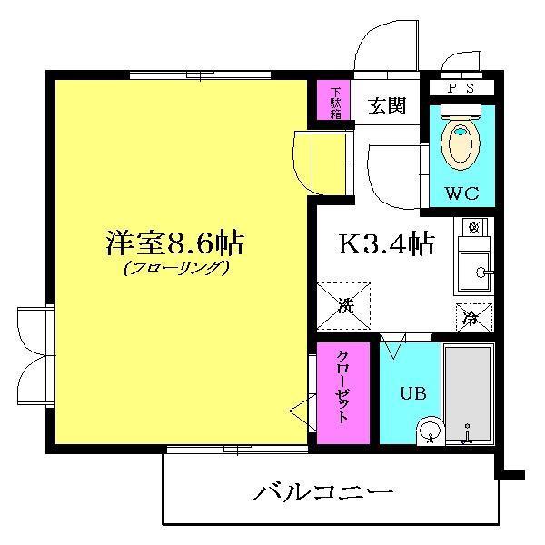 パストラル(1K/1階)の間取り写真