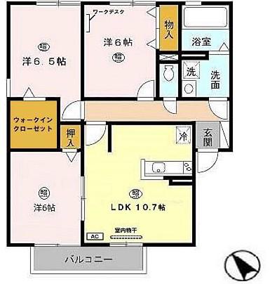 セリーヌヴィレッジ(3LDK/2階)の間取り写真