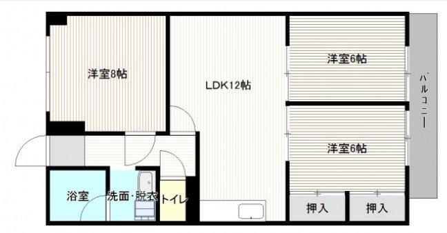 上東雲サンシャインビル(3LDK/2階)の間取り写真