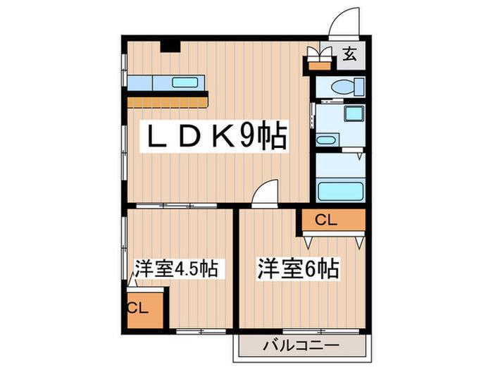 グリーンコーポ(2LDK/1階)の間取り写真