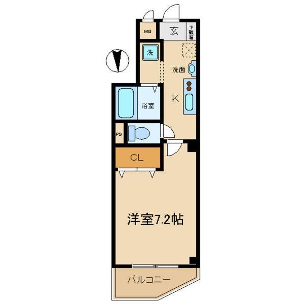 B-RISE尼崎(1K/2階)の間取り写真