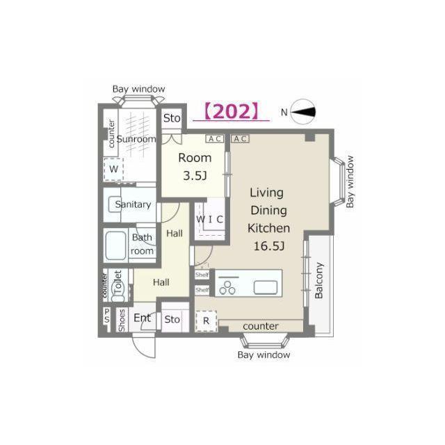 サンライズ有松(1LDK/2階)の間取り写真