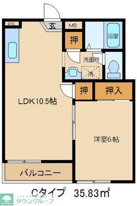 スズランハイツB(1LDK/1階)の間取り写真