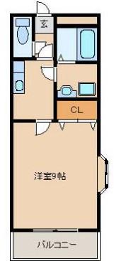 サンフィールドII(1K/2階)の間取り写真