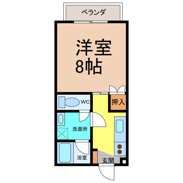 青江ビレッジ パートI(1K/2階)の間取り写真