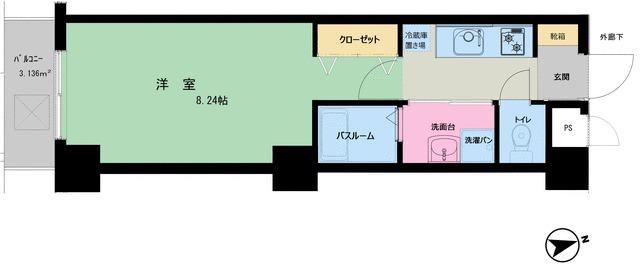 Y′S COLLECT(1K/4階)の間取り写真