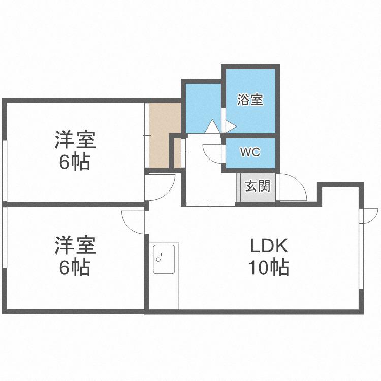 ホワイトヴァーチII(2LDK/2階)の間取り写真