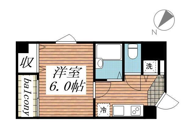 ヴィレ 日本橋箱崎(1K/2階)の間取り写真