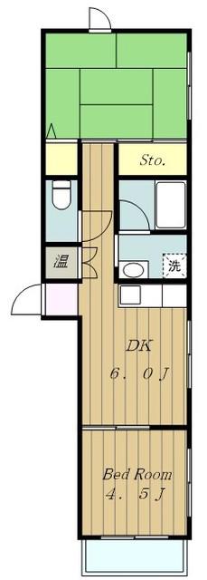 ドミール太陽II(2DK/2階)の間取り写真