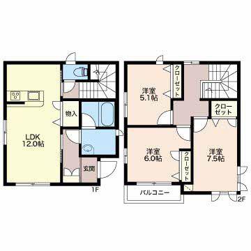 グリーンシャトーIII(3LDK/2階)の間取り写真