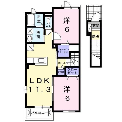 グレイス・レジデンスA(2LDK/2階)の間取り写真