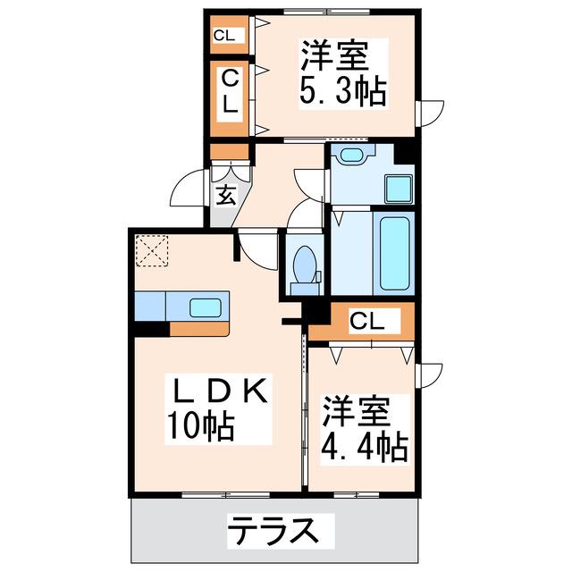 アベニュー花立(2LDK/1階)の間取り写真