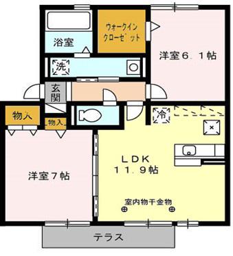 リュミエール(2LDK/1階)の間取り写真