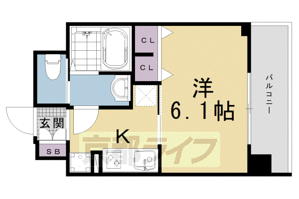 プレサンス 京都室町通 紫水(1K/3階)の間取り写真