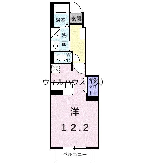 シャンノールⅡ(ワンルーム/1階)の間取り写真