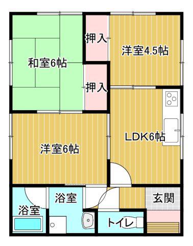 グランツェン古賀(3DK/1階)の間取り写真