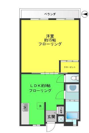 板橋区上板橋駅マンション(1LDK/3階)の間取り写真