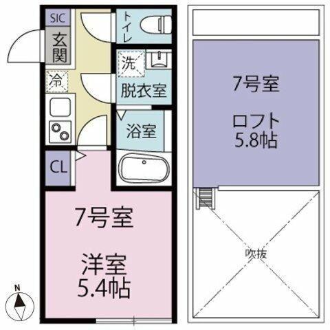 パークメゾン鷺沼(1K/2階)の間取り写真