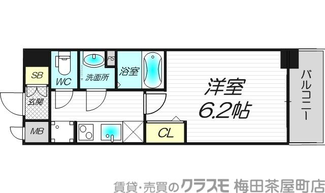 プレサンス大手前ピリオド(1K/3階)の間取り写真