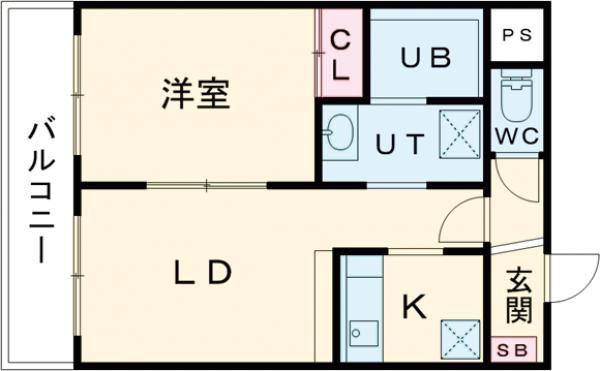 高原口ビル(1LDK/4階)の間取り写真