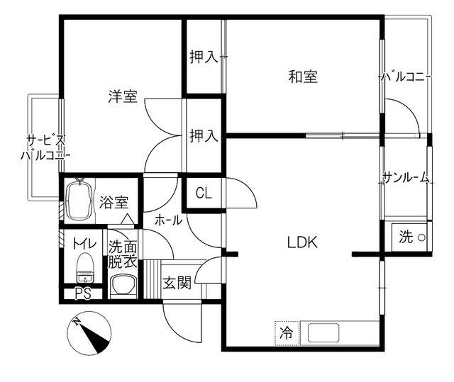 ジュエリア(2LDK/2階)の間取り写真