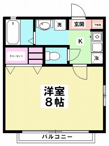 ボンヌール(1K/1階)の間取り写真