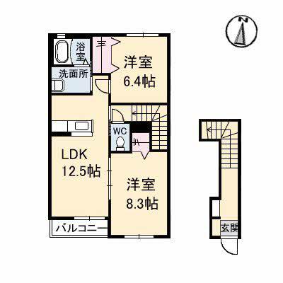 フロレゾン B棟(2LDK/2階)の間取り写真