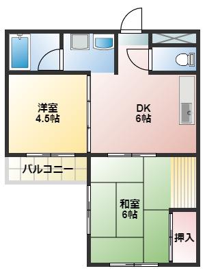 ハイツ久我(2DK/3階)の間取り写真