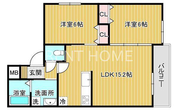 クラリス高鷲(2LDK/1階)の間取り写真
