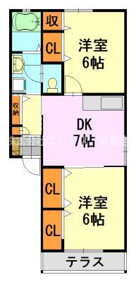 シャーメゾンU・I(2DK/1階)の間取り写真