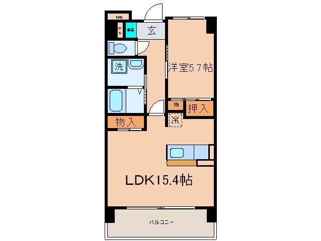 サンモール西京極(1LDK/6階)の間取り写真