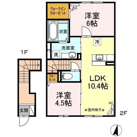 バローロ(2LDK/2階)の間取り写真
