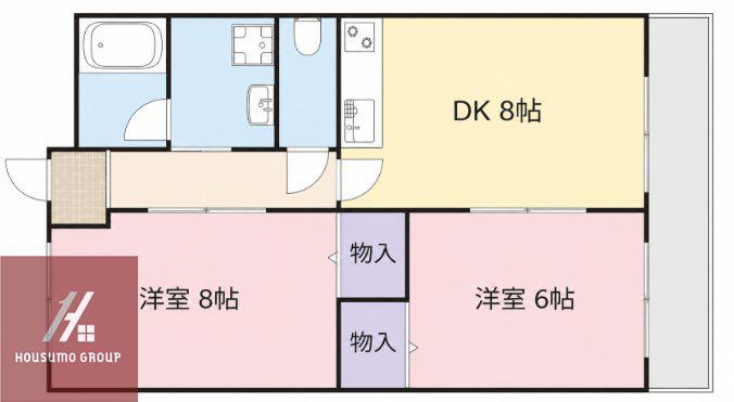 シャトー辻本II(2DK/2階)の間取り写真