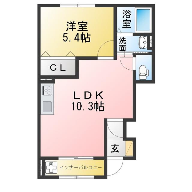 ブランキューブ加茂野町(1LDK/1階)の間取り写真
