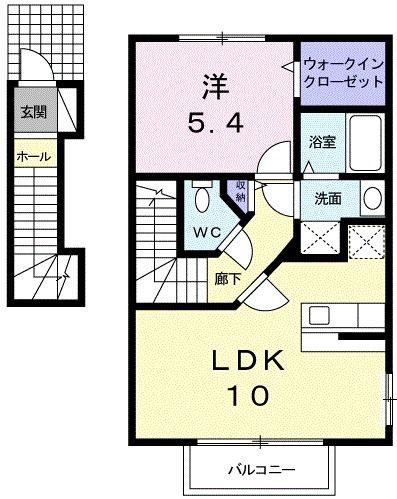 OCEAN・K(1LDK/2階)の間取り写真