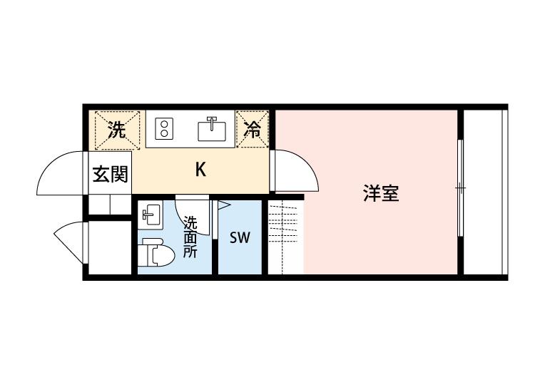 ATOK上町(1K/2階)の間取り写真